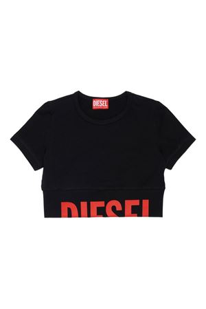 black cotton t-shirt DIESEL KIDS | J02581KYA0LK900